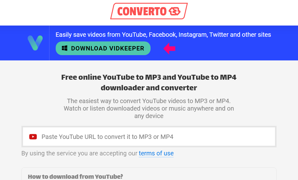 Converto.io - YouTube to MP3 and YouTube to MP4 converter